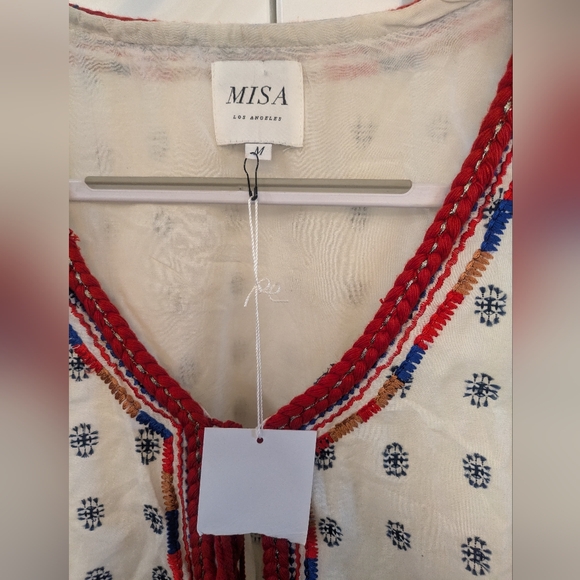 Misa Los Angeles Embroidered Tie Front Vest Top. NWT. Medium - Picture 5 of 6